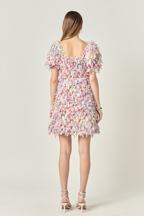 English Factory Premium Textured Ribbon Mini Full Dress MAUVE