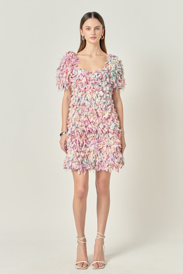 english factory Premium Textured Ribbon Mini Full Dress MAUVE