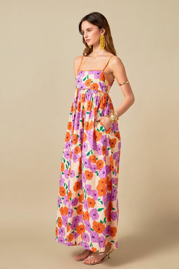 English Factory Print Empire Waist Maxi Dress MULTI