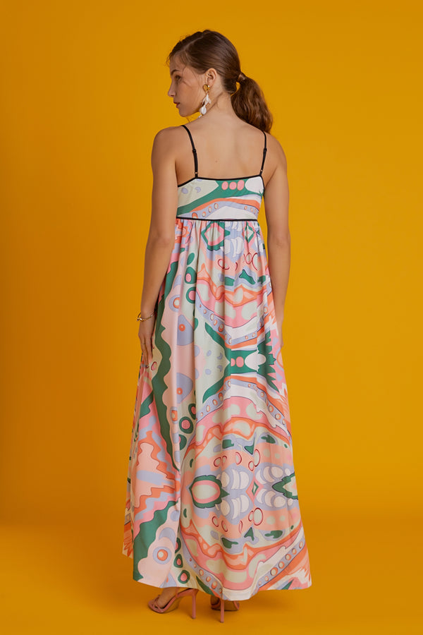 English Factory Print Empire Waist Maxi Dress MULTI
