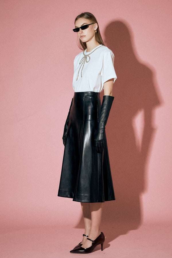 English Factory PU High Waisted Midi Skirt In Black BLACK