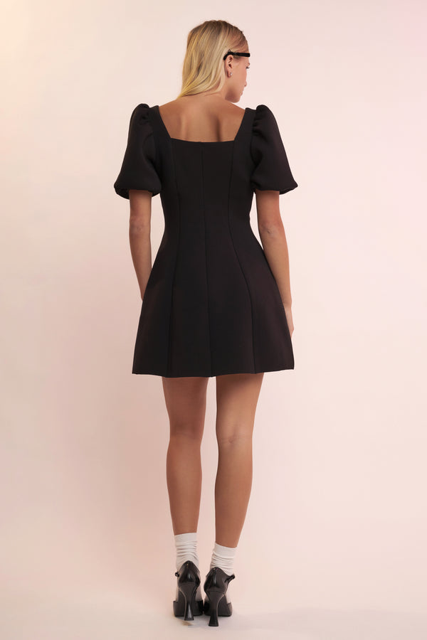 English Factory Puff Sleeve Mini Dress In Black BLACK