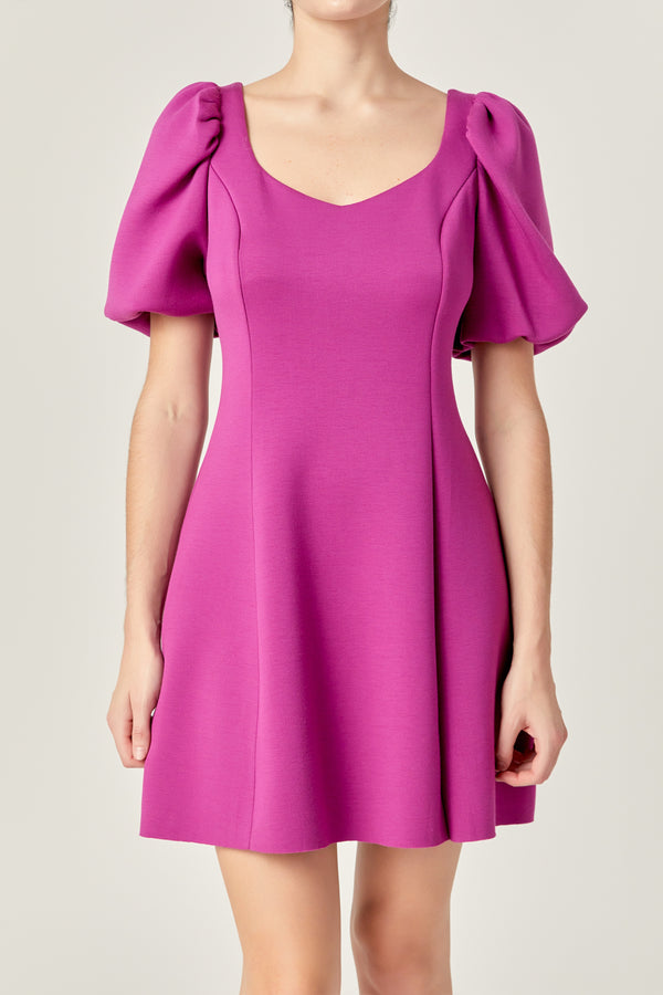 English Factory Puff Sleeve Mini Dress In Orchid ORCHID