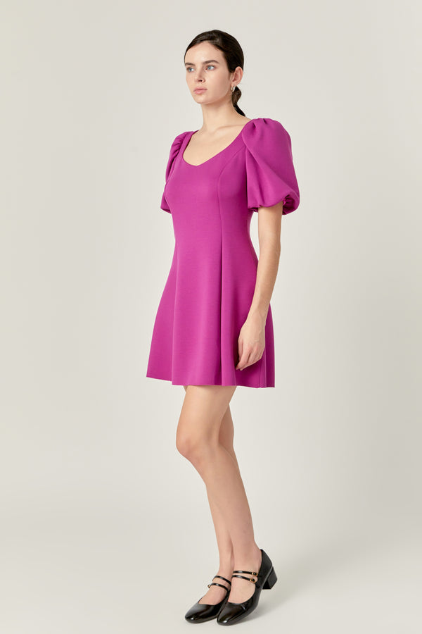 English Factory Puff Sleeve Mini Dress In Orchid ORCHID