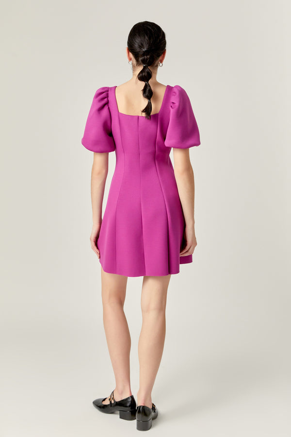 English Factory Puff Sleeve Mini Dress In Orchid ORCHID