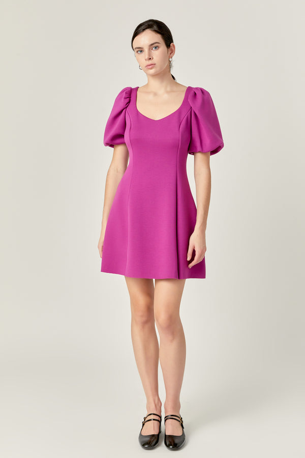 english factory Puff Sleeve Mini Dress in Orchid ORCHID