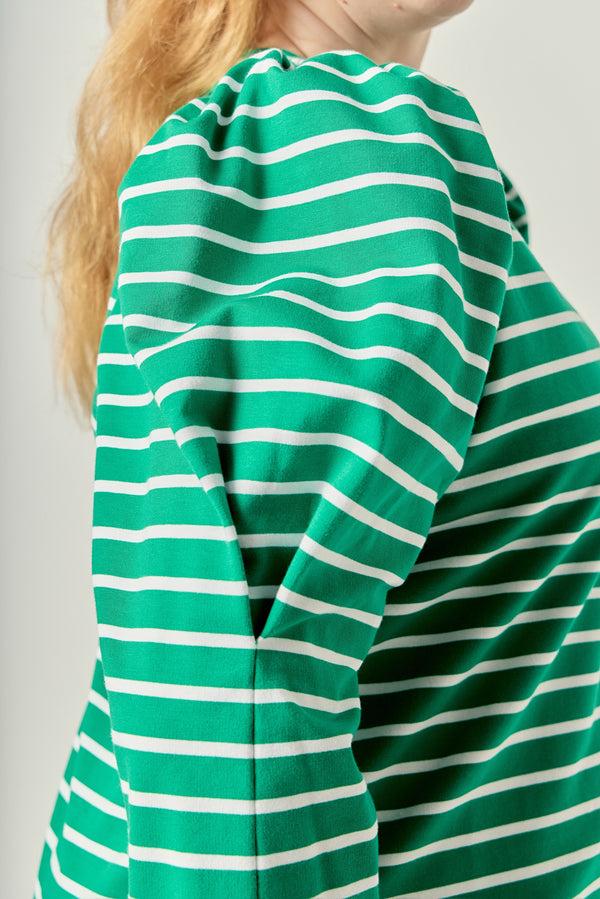English Factory Puff Sleeve Stripe Knit Top WHITE/GREEN
