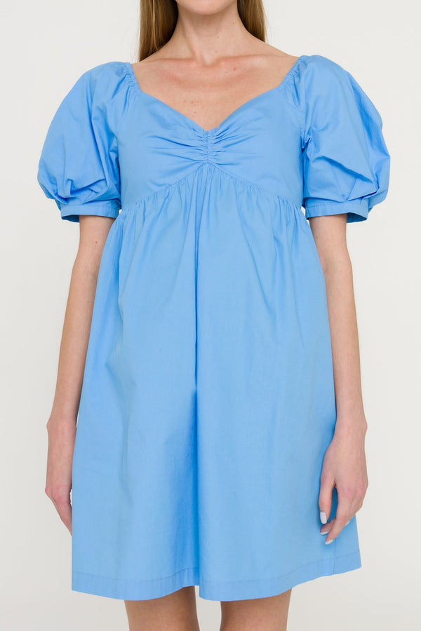 English Factory Puff Sleeve V-Neck Babydoll Dress BLUE