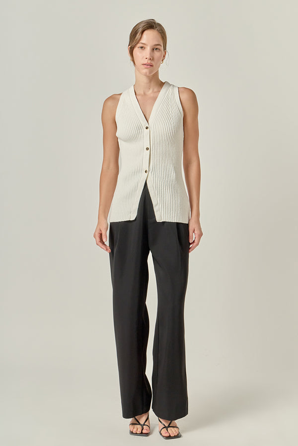 english factory Ribbed Knit Button-Front Vest OFF WHITE