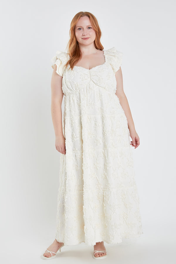 english factory Ribbon Embroidered Maxi Dress IVORY