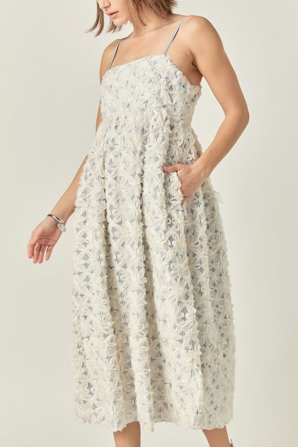 English Factory Ribbon Embroidery Puff Dress OFF WHITE