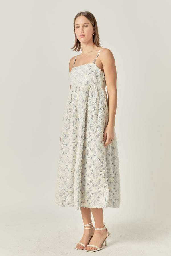 English Factory Ribbon Embroidery Puff Dress OFF WHITE