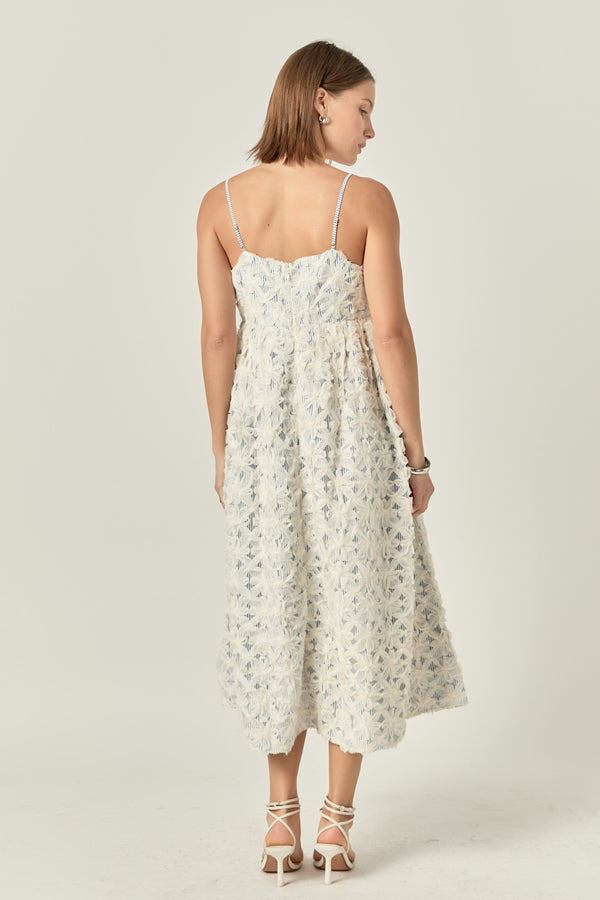 English Factory Ribbon Embroidery Puff Dress OFF WHITE