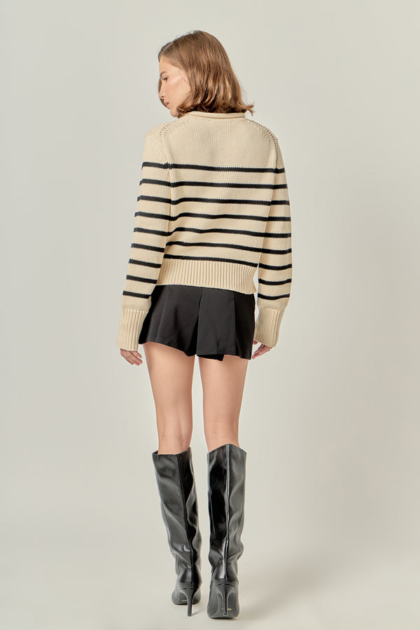 English Factory Rollneck Sweater In Stripe WHITE/BLACK