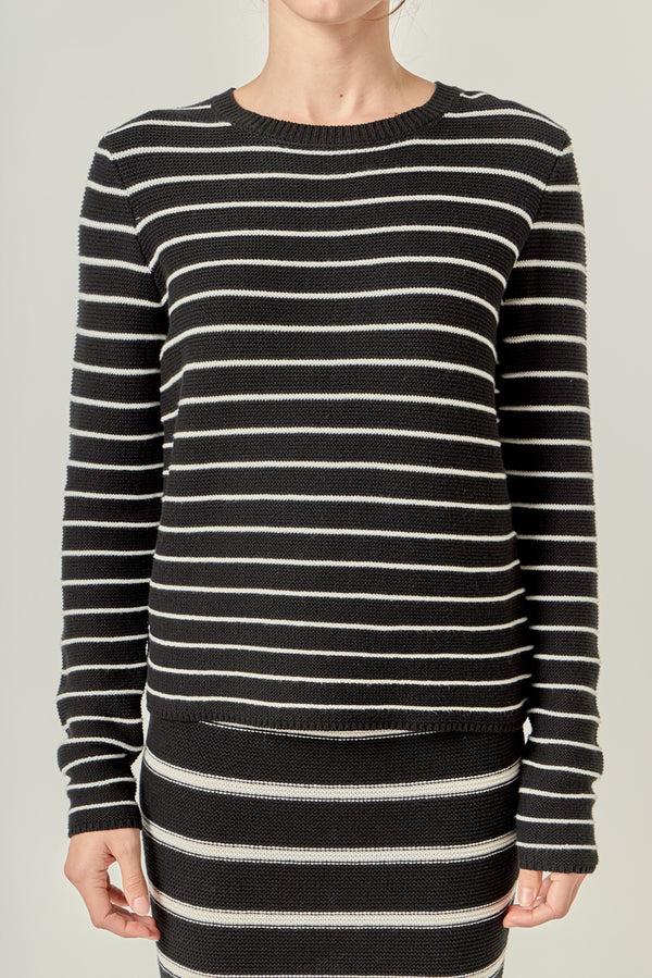 English Factory Round-Neck Striped Sweater BLACK/WHITE
