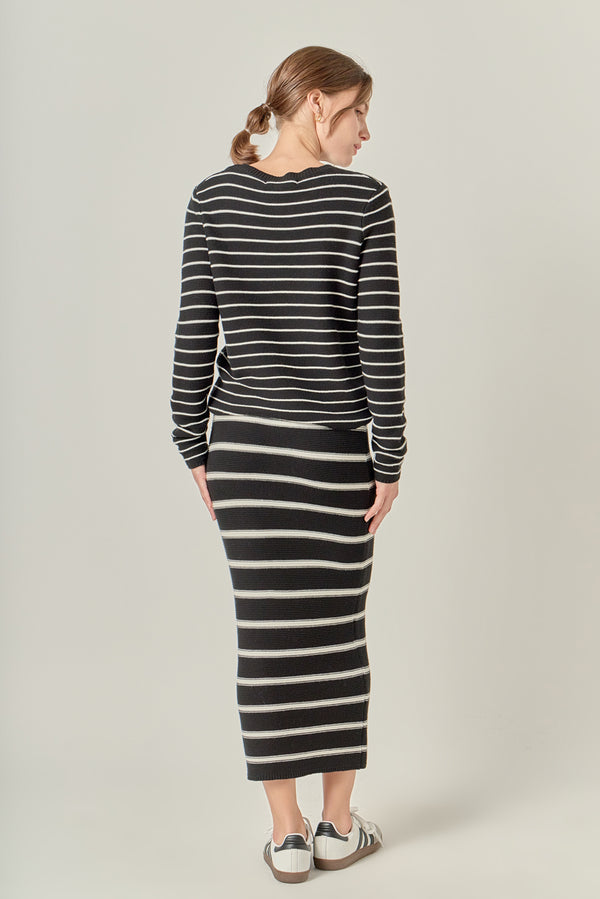 English Factory Round-Neck Striped Sweater BLACK/WHITE