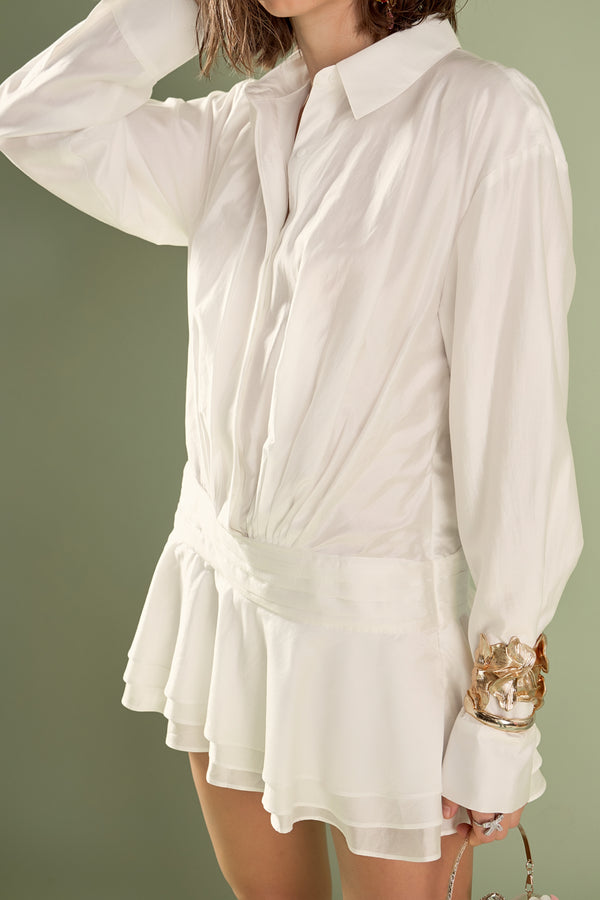 English Factory Ruffled Micro Mini Romper OFF WHITE