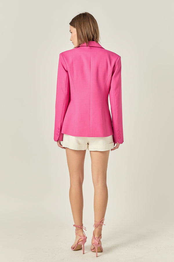 English Factory Scallop Detailed Single Button Jacket FUCHSIA