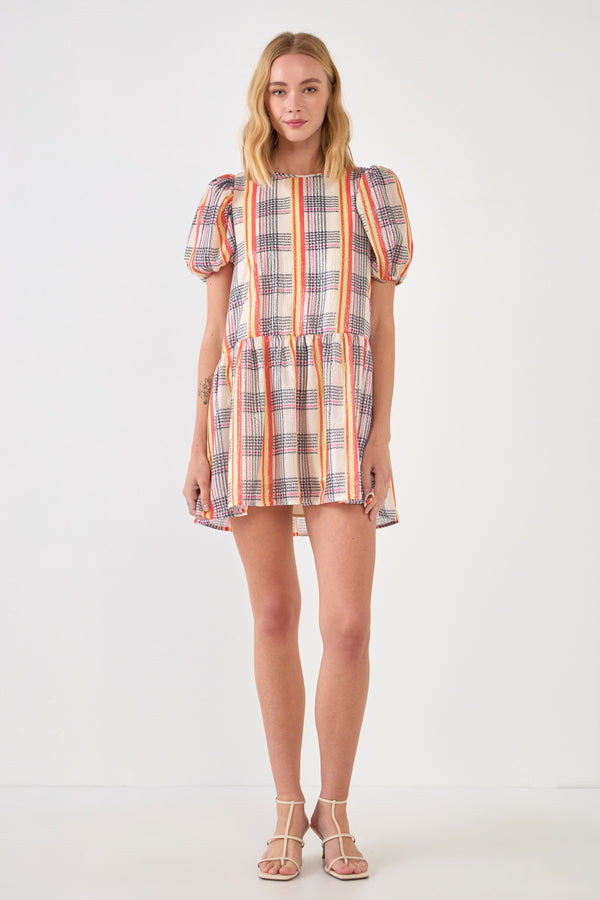 english factory Sequins Check Mini Dress IVORY MULTI