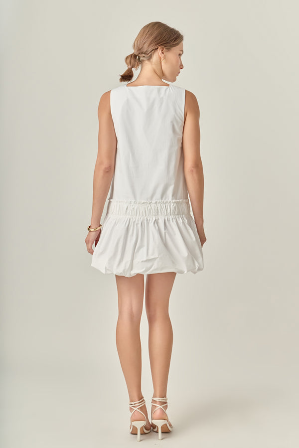 English Factory Shirring Detailed Sleeveless Dress WHITE