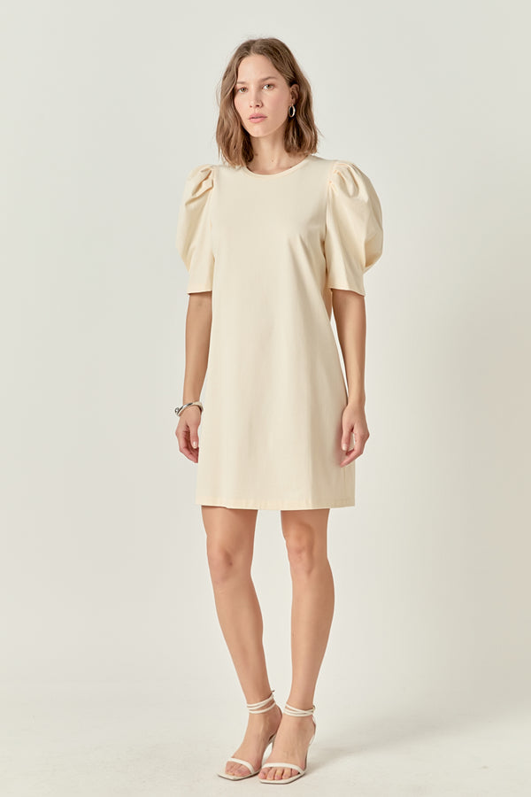 English Factory Short Puff Sleeve T Shirt Dress CREAM