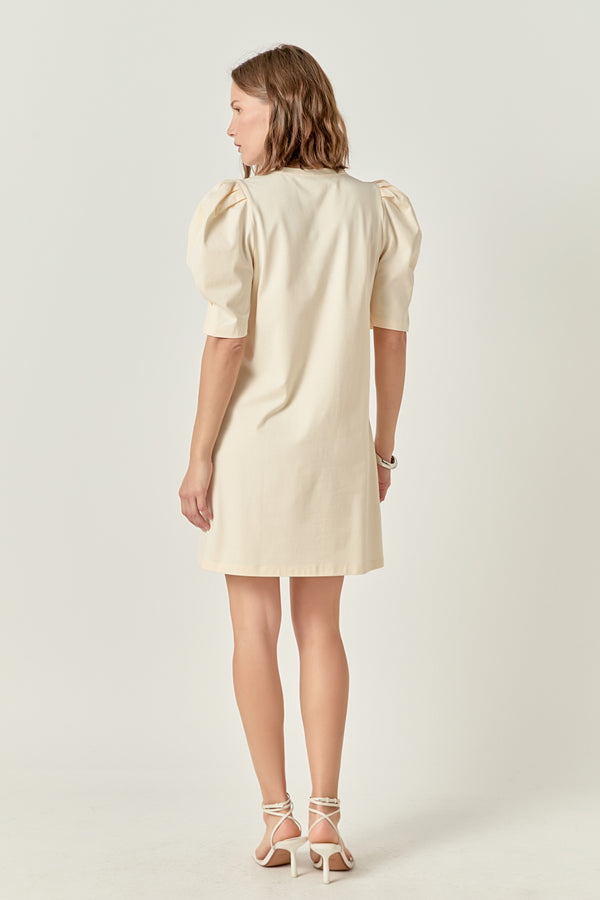 English Factory Short Puff Sleeve T Shirt Dress CREAM