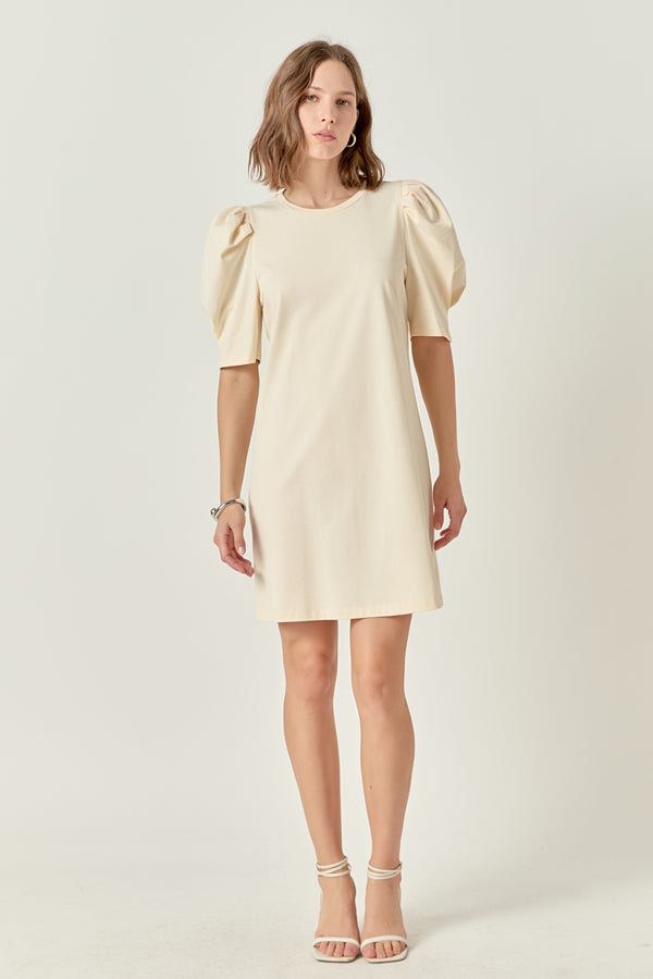 english factory Short Puff Sleeve T Shirt Dress CREAM