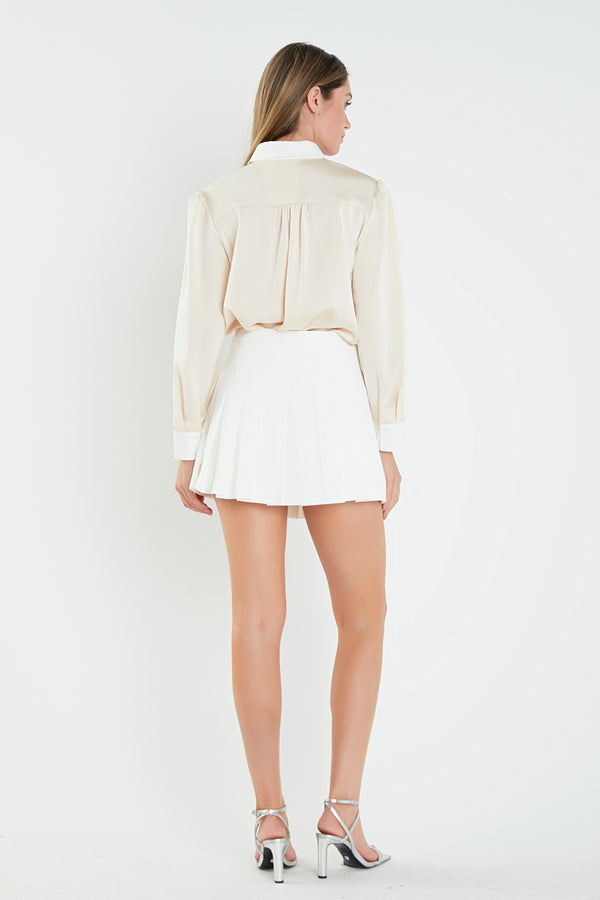 English Factory Silky Shirt With Poplin Combo Collar IVORY