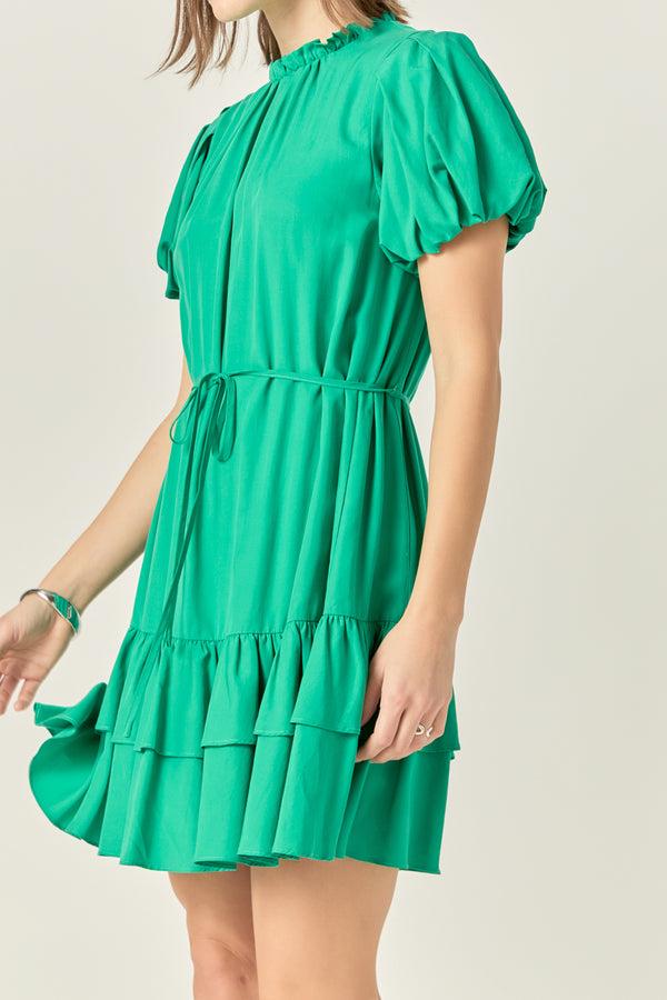 English Factory Skinny Belted Mini Dress KELLY GREEN
