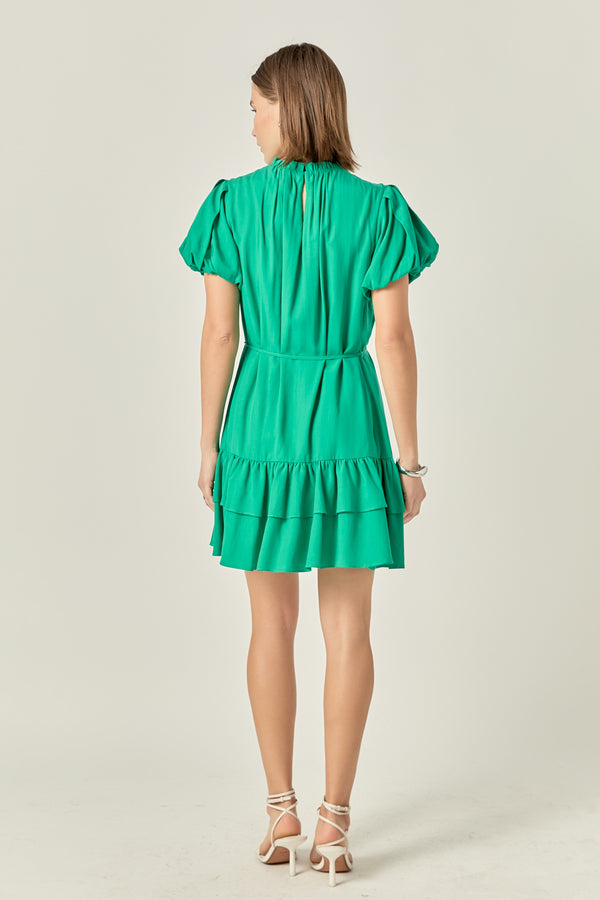 English Factory Skinny Belted Mini Dress KELLY GREEN