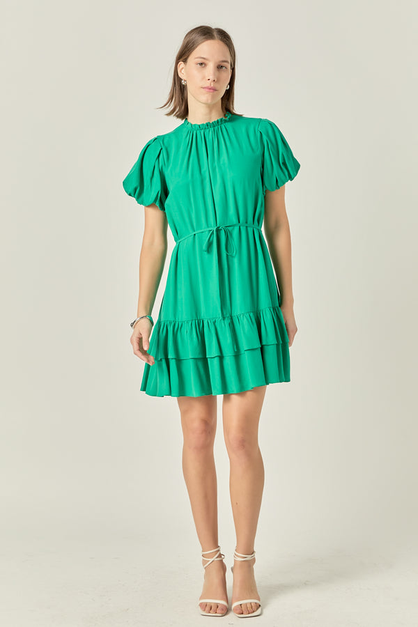 english factory Skinny Belted Mini Dress KELLY GREEN