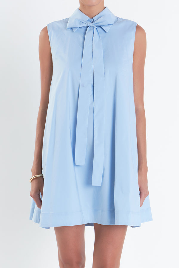 English Factory Sleeveless Bow Shirt Dress POWDER BLUE