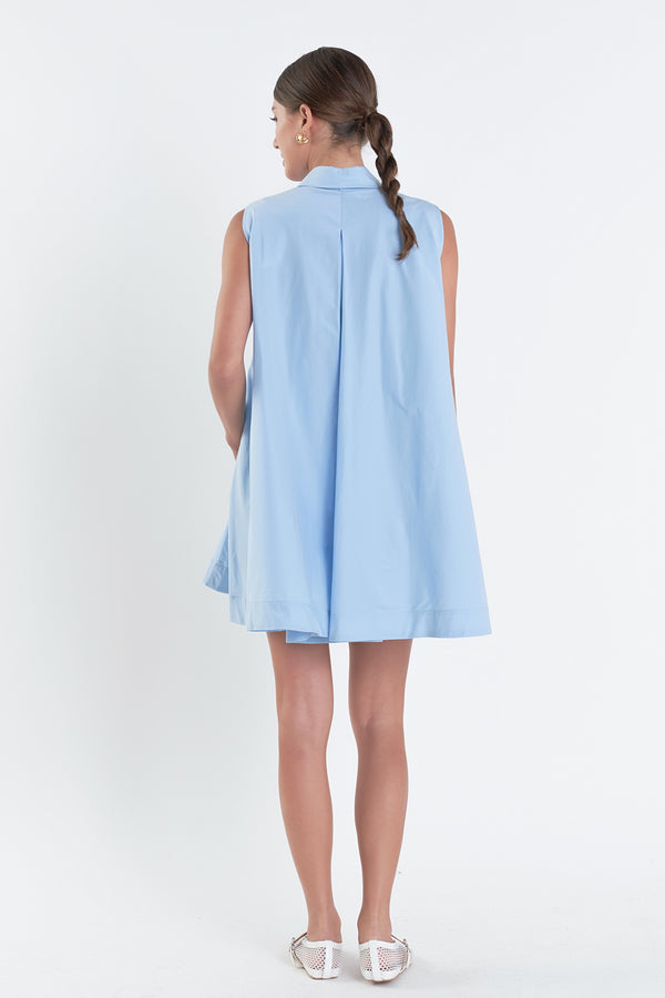 English Factory Sleeveless Bow Shirt Dress POWDER BLUE