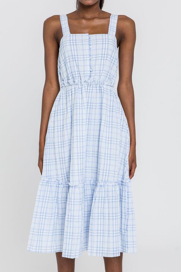 English Factory Sleeveless Midi Dress LIGHT BLUE/WHITE