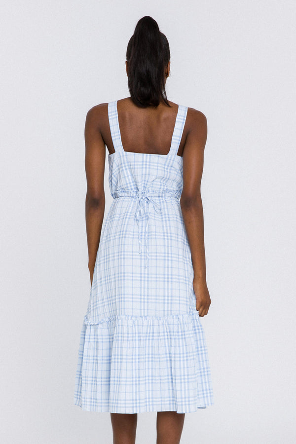 English Factory Sleeveless Midi Dress LIGHT BLUE/WHITE