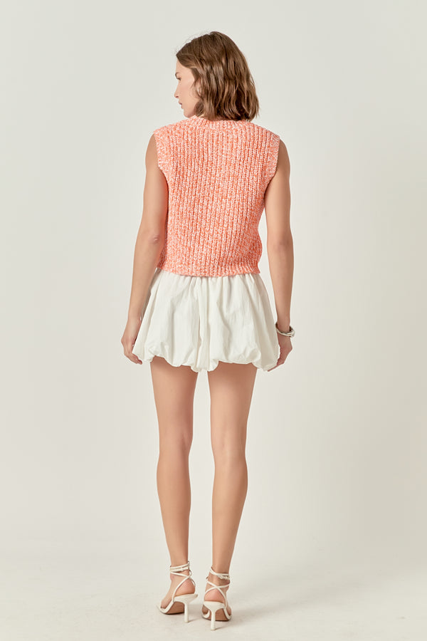 English Factory Sleeveless Ribbed Knit Sweater ORANGE/WHITE