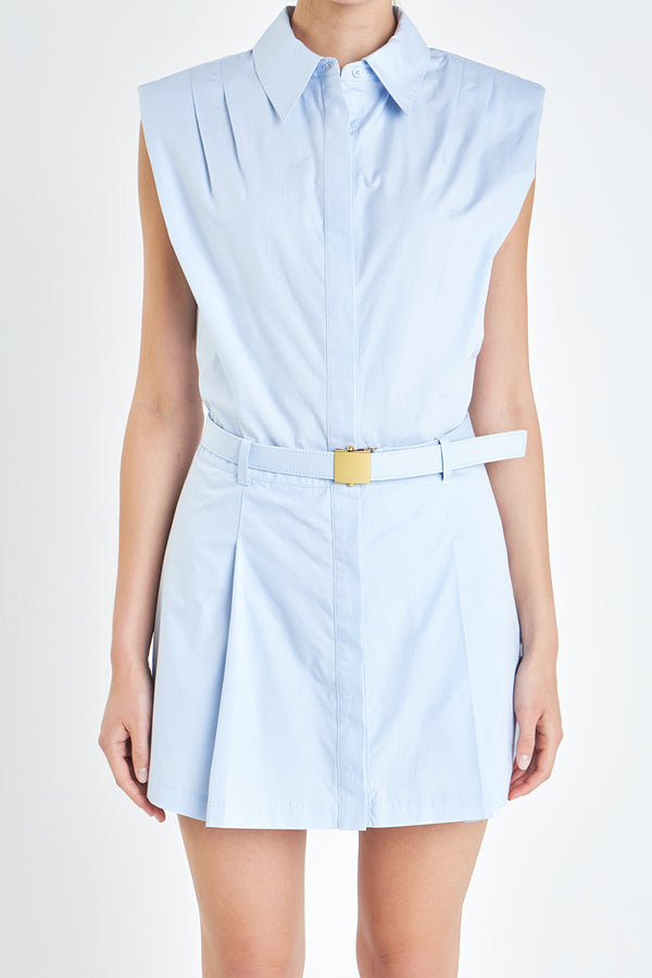 English Factory Sleeveless Shirt Mini Dress POWDER BLUE