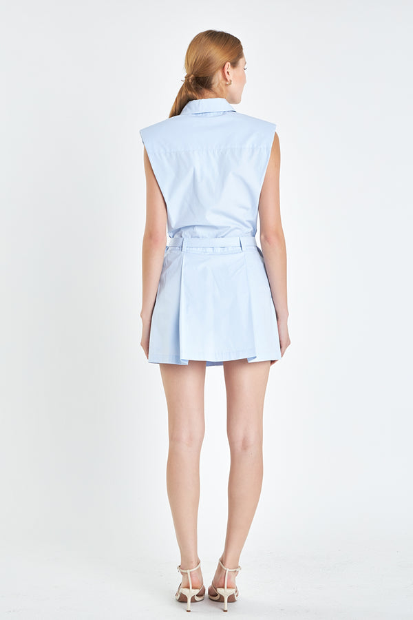 English Factory Sleeveless Shirt Mini Dress POWDER BLUE