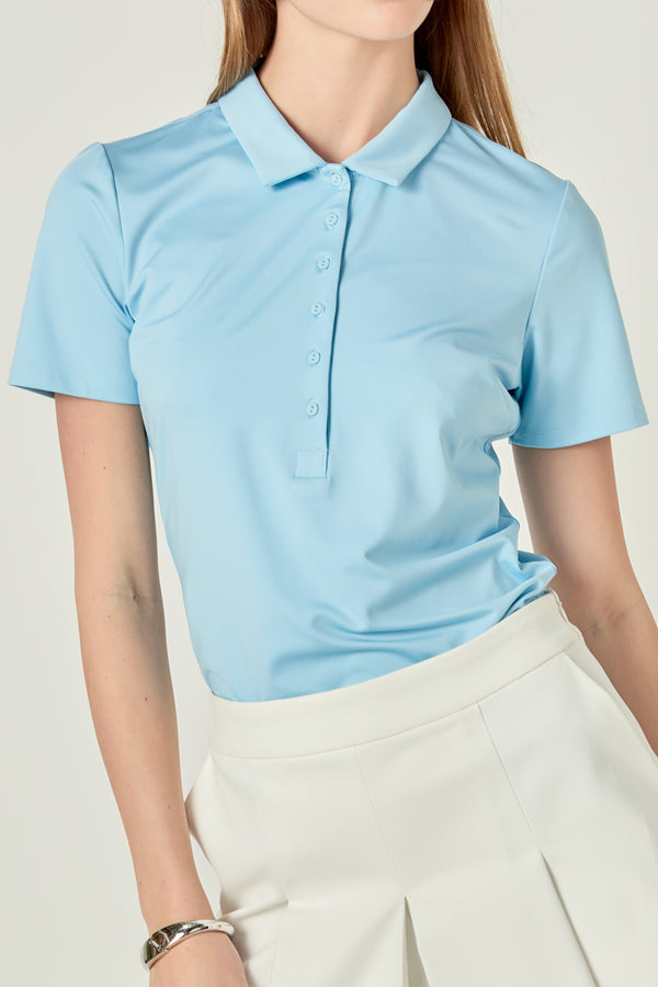 English Factory Sportswear Short Sleeve Stretched Top POWDER BLUE