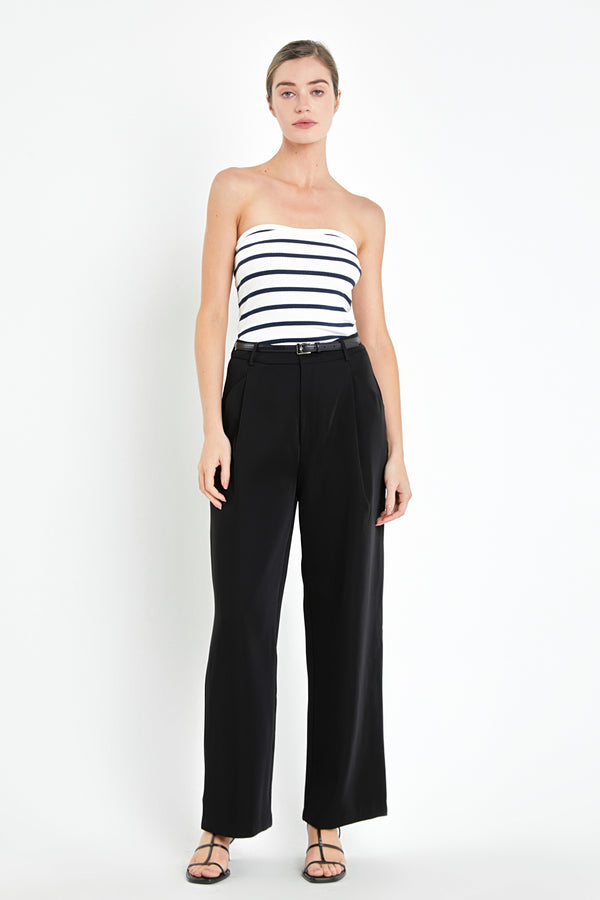 English Factory Strapless Striped Knit Top NAVY/WHITE