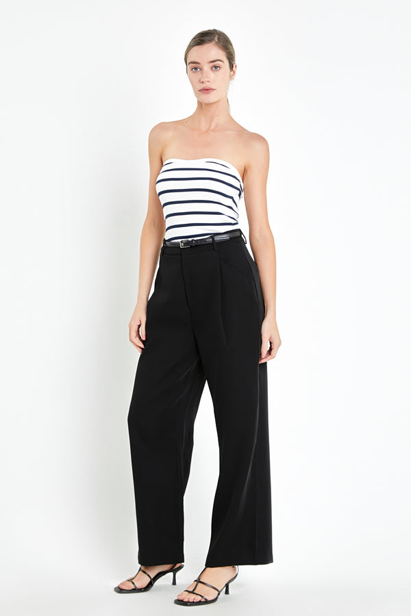 English Factory Strapless Striped Knit Top NAVY/WHITE