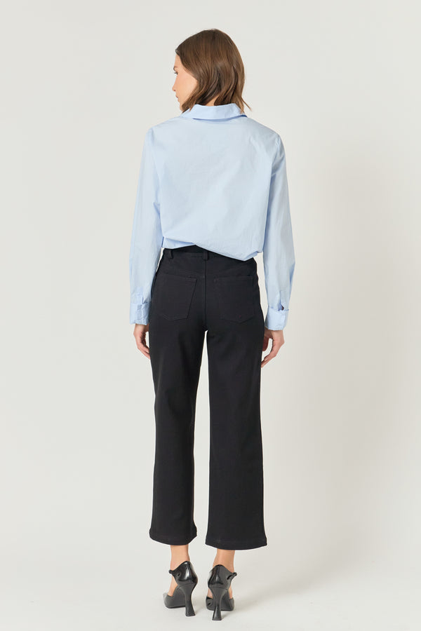 English Factory Stretched Gold Button Culotte Pants BLACK