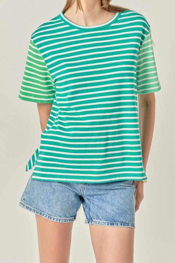 English Factory Stripe Color Block Short Sleeve Shirt GREEN