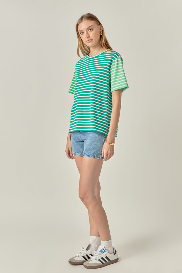 English Factory Stripe Color Block Short Sleeve Shirt GREEN
