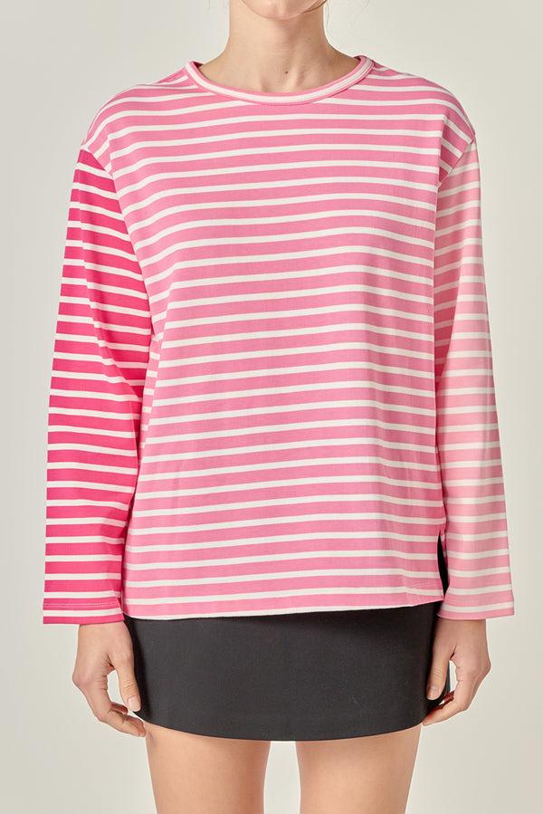 English Factory Stripe Colorblock Long Sleeve Tee PINK MULTI