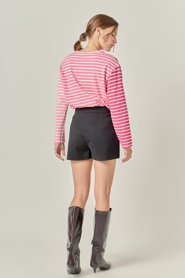English Factory Stripe Colorblock Long Sleeve Tee PINK MULTI