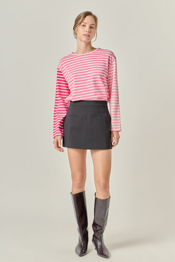 english factory Stripe Colorblock Long Sleeve Tee PINK MULTI