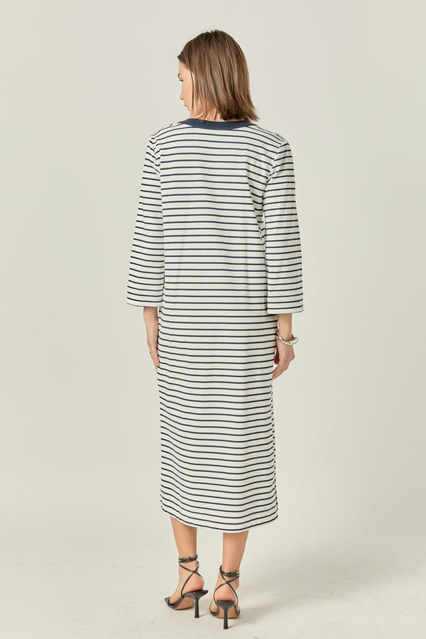 English Factory Stripe Jersey Midi Dress WHITE/NAVY