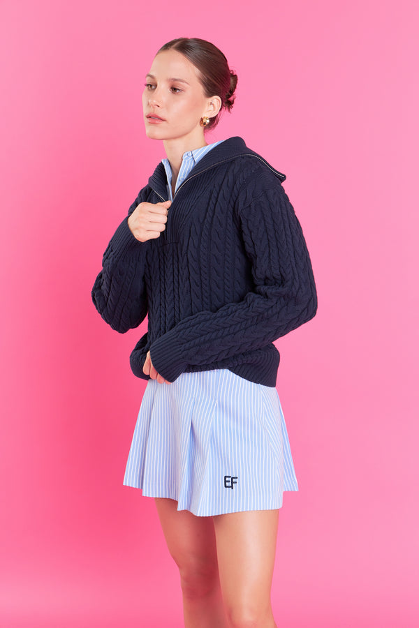 english factory Stripe Mini Pleated Skort POWDER BLUE/WHITE
