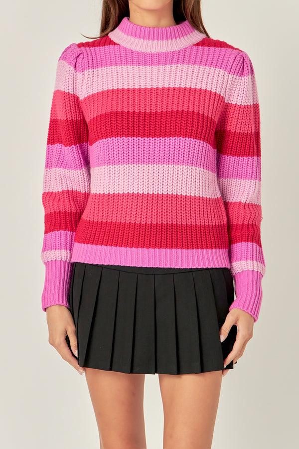 English Factory Stripe Mockneck Long Sleeve Sweater MULTI